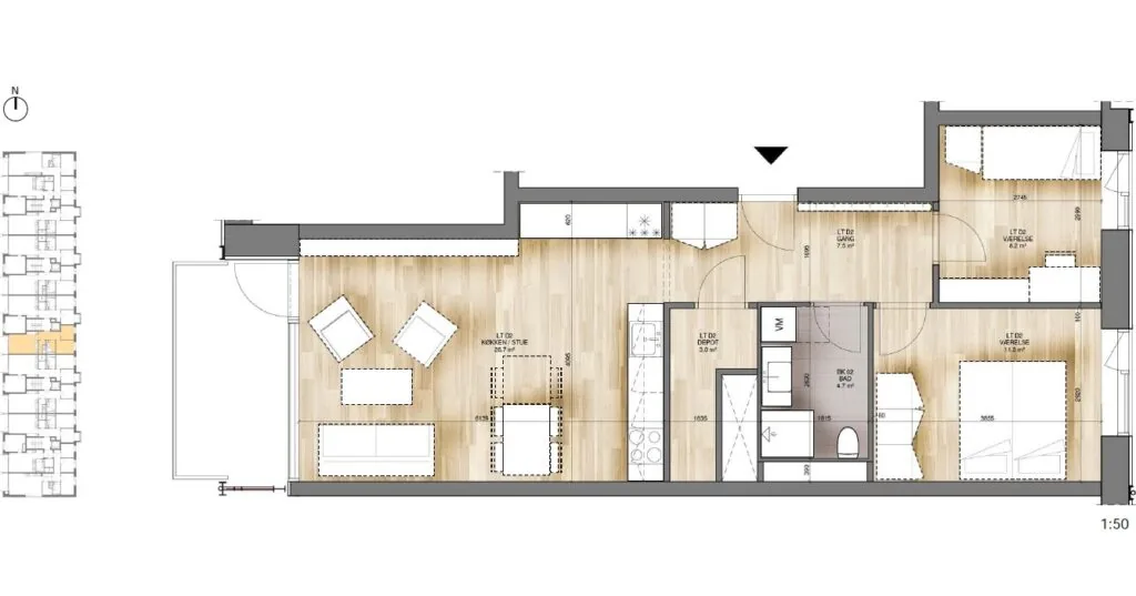 3-room apartment with a balcony in 2500 Valby image 5
