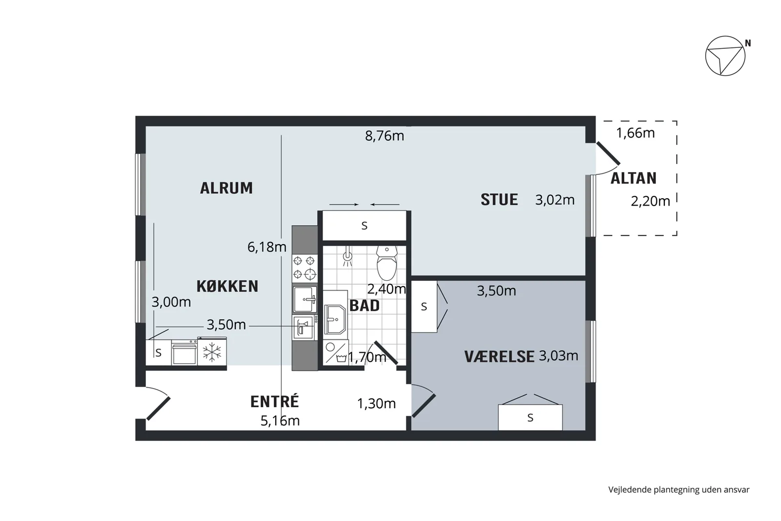 2-room apartment with a balcony in 9000 Ålborg image 6
